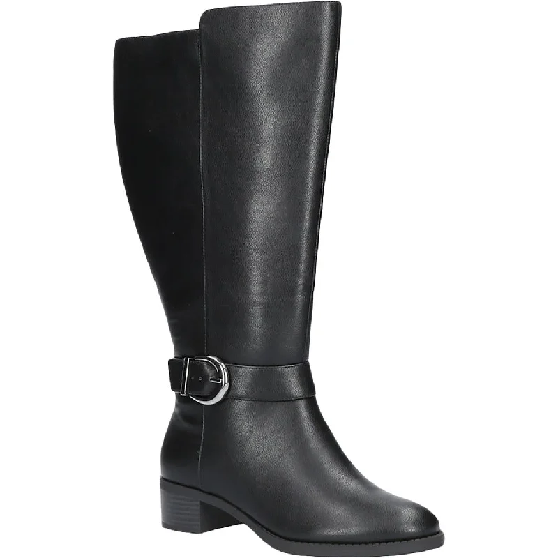 Boots with cozy ridge treads -Easy Street Womens Victoria Plus Plus Faux Leather Wide Calf Knee-High Boots