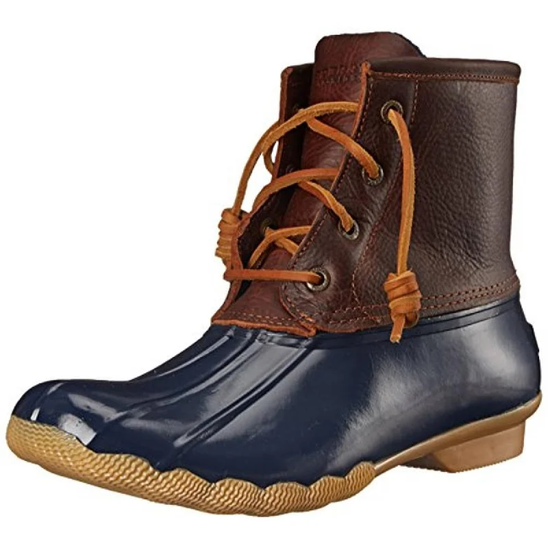 Boots with thick ridge soles -Sperry Womens Saltwater Waterproof Front Lace Pac Boots