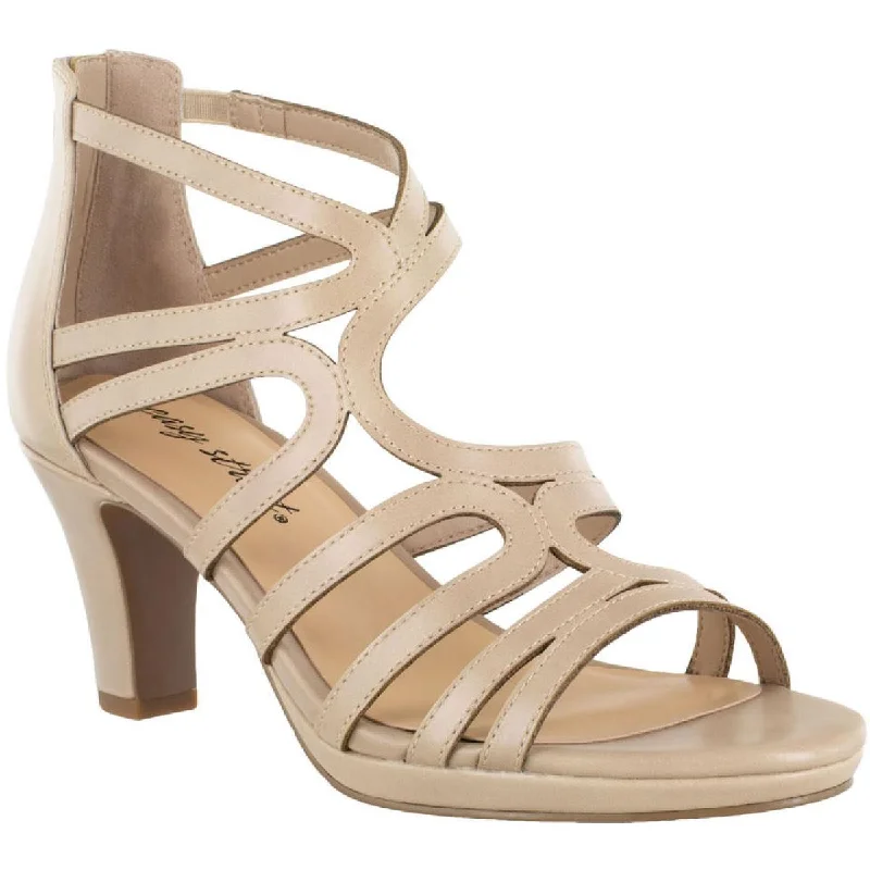 Comfortable sandals for hot seaside evenings-Easy Street Womens Elated Open Toe Zipper Block Heels