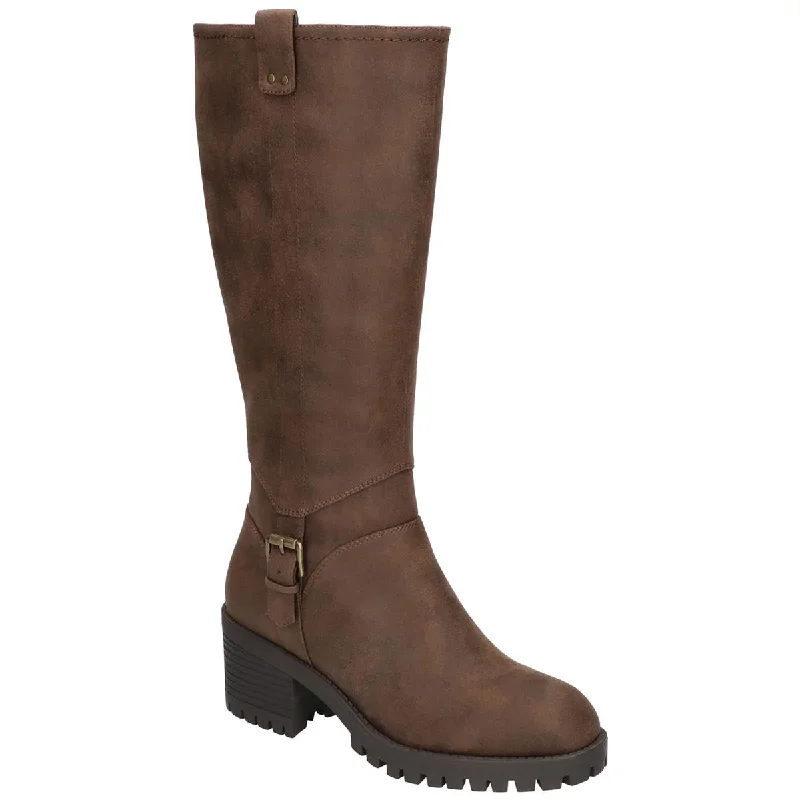 Boots with airy ridge treads -Bella Vita Womens Faux Leather Zipper Knee-High Boots