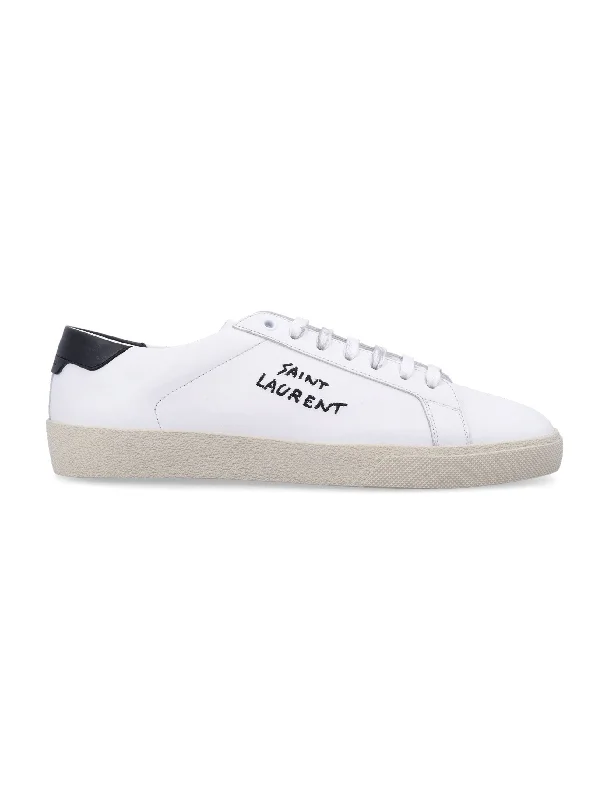 Athletic shoes with vibrant prints -SAINT LAURENT Classic Round Toe Lace-Up Sneakers for Men