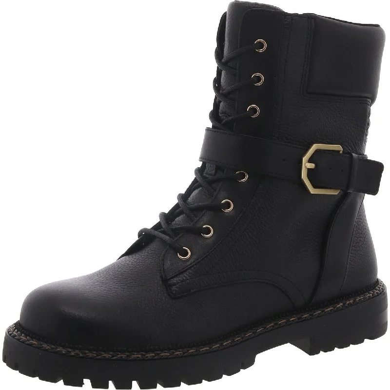 Slip-on boots with fast ridges -Vince Camuto Womens Repla Leather Ankle Combat & Lace-Up Boots