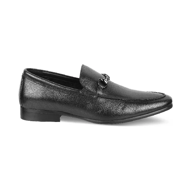 Premium loafers for classy night strolls-Tresmode Neslip Black Men's Leather Horse-bit Loafers