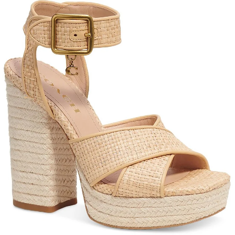 Fashionable sandals for warm coastal evenings-Coach Womens Nelly Square Toe Ankle Strap Platform Sandals