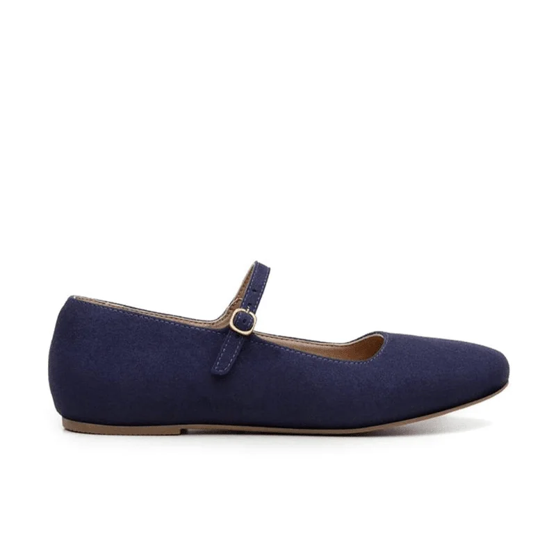 Flats for casual snow days -'Gabriella' Vegan-Suede Flats by Ahimsa - Navy