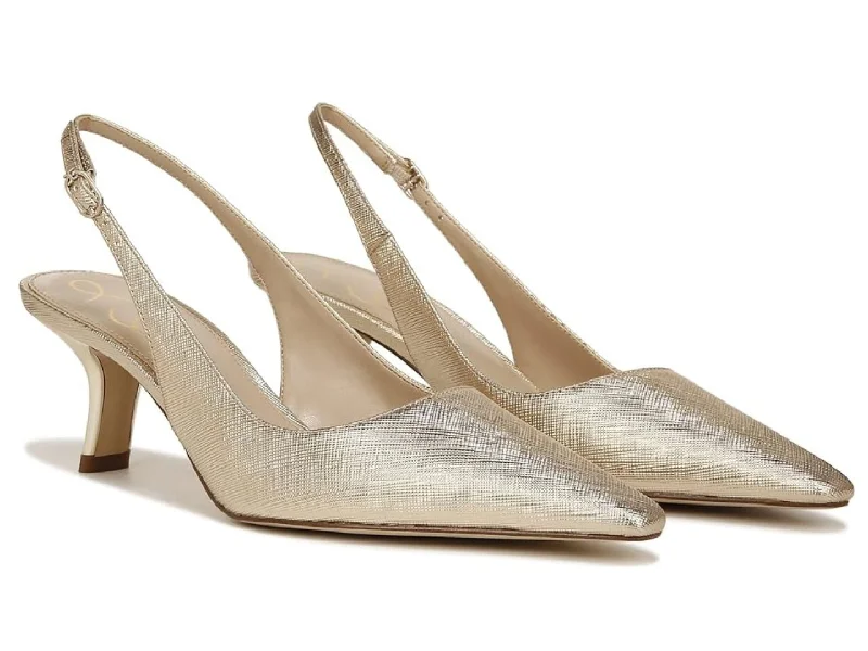 High heels with steady sole supports -Sam Edelman: Bianka Sling in Gold Metallic