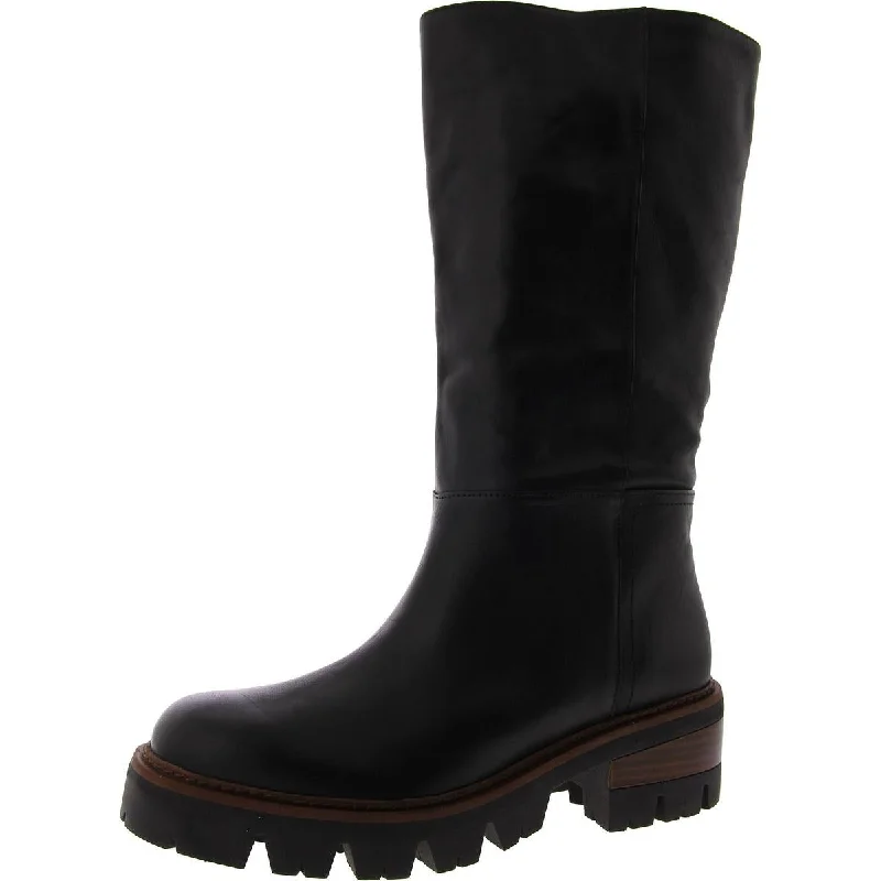 Boots with ridge trail fun -Arezzo Womens Leather Pull On Mid-Calf Boots