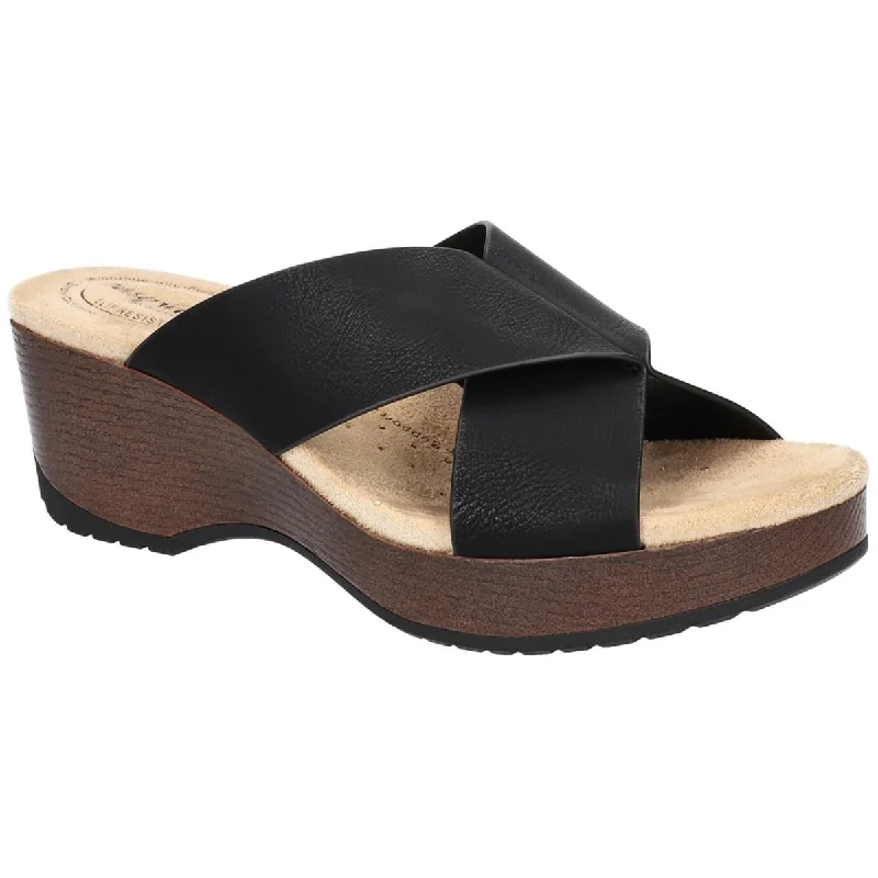 Breathable sandals for airy shore evenings-Easy Works by Easy Street Womens Ragan Faux Leather Open Toe Wedge Heels