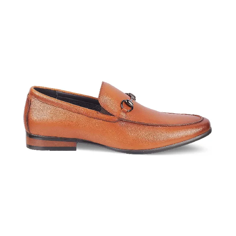 Breathable loafers for airy night strolls-Tresmode Neslip Brown Men's Leather Horse-bit Loafers