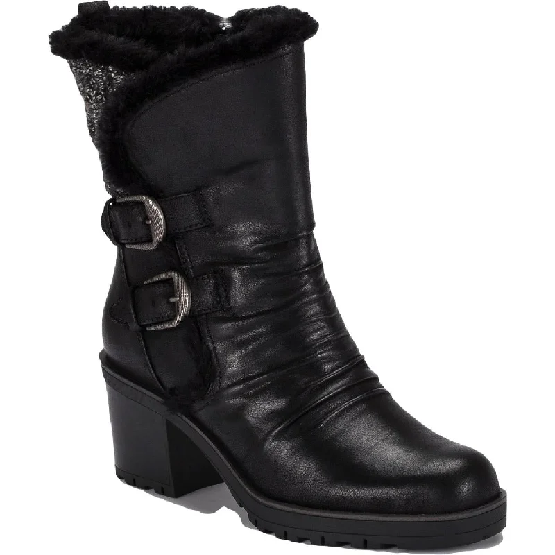 Boots with firm ridge soles -Baretraps Womens Tevin Faux-Leather Block-Heel Mid-Calf Boots