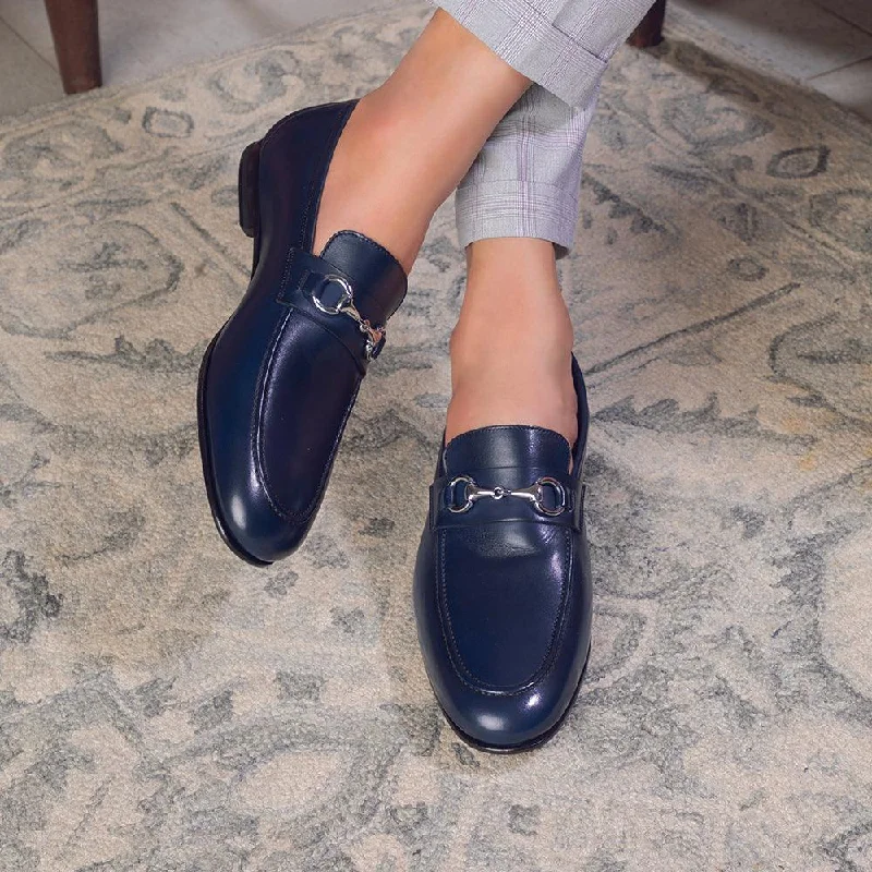 Stylish loafers for urban night strolls-The Malco Blue Men's Handcrafted Leather Loafers Tresmode