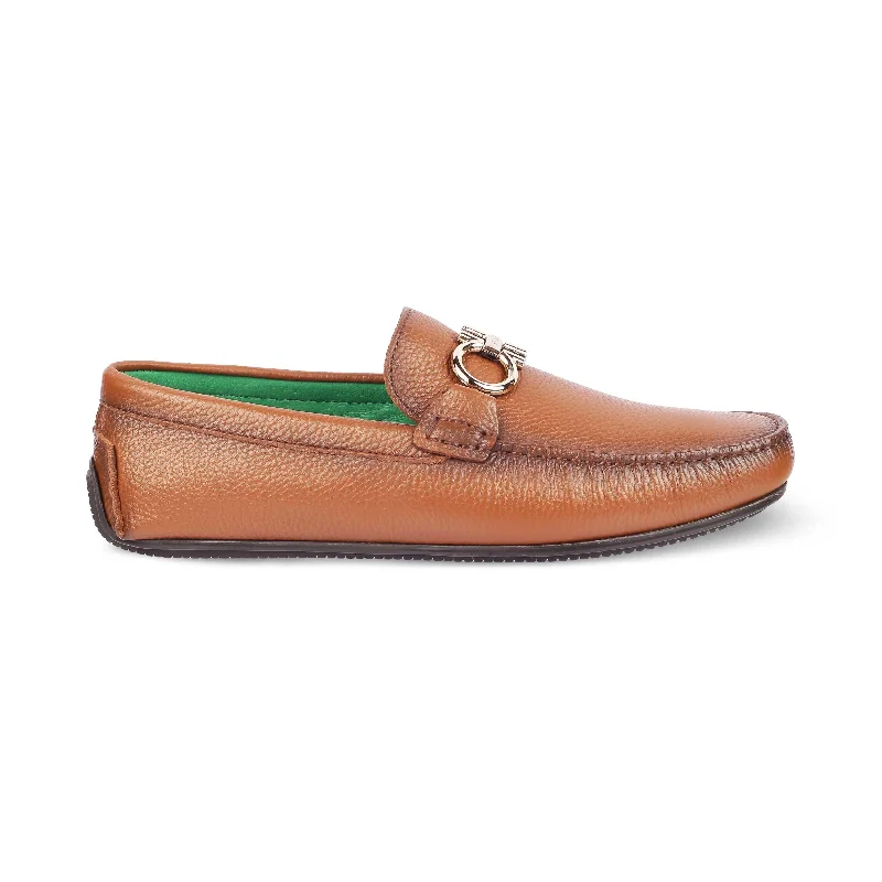 Comfortable loafers for relaxed night strolls-Tresmode Stpierre Camel Men's Leather Driving Loafers