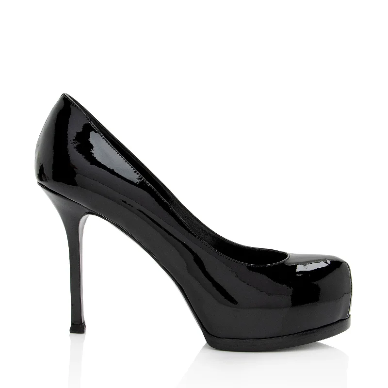 High heels for indoor fall hangouts -Saint Laurent Patent Leather Tribtoo Pumps