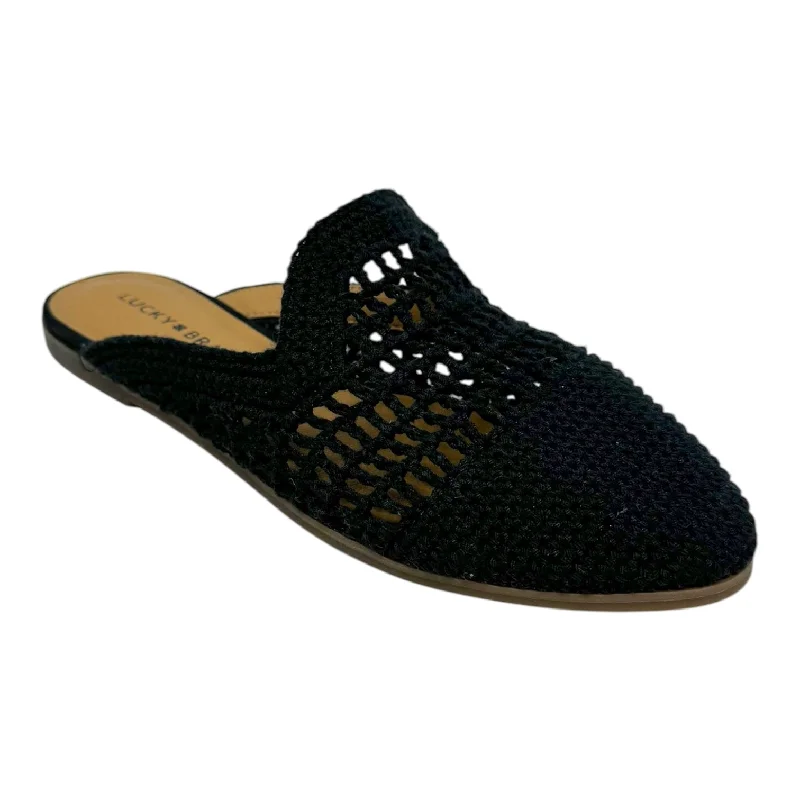 Flats made from recycled wool -Crochet Mule Shoes Flats By Lucky Brand In Black, Size: 7.5