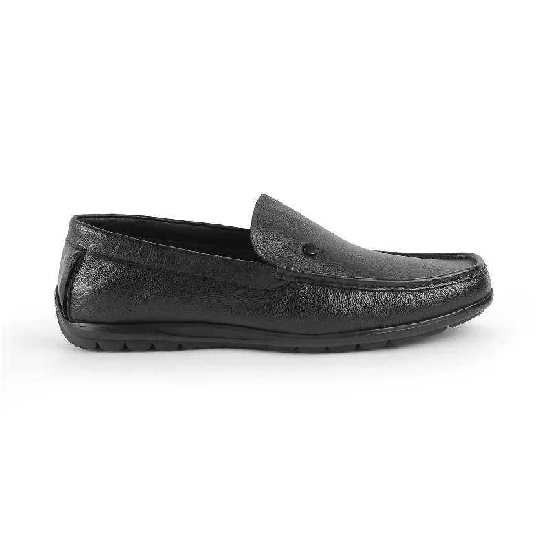 Affordable loafers for budget night comfort-Tresmode Trev Black Men's Leather Driving Loafers