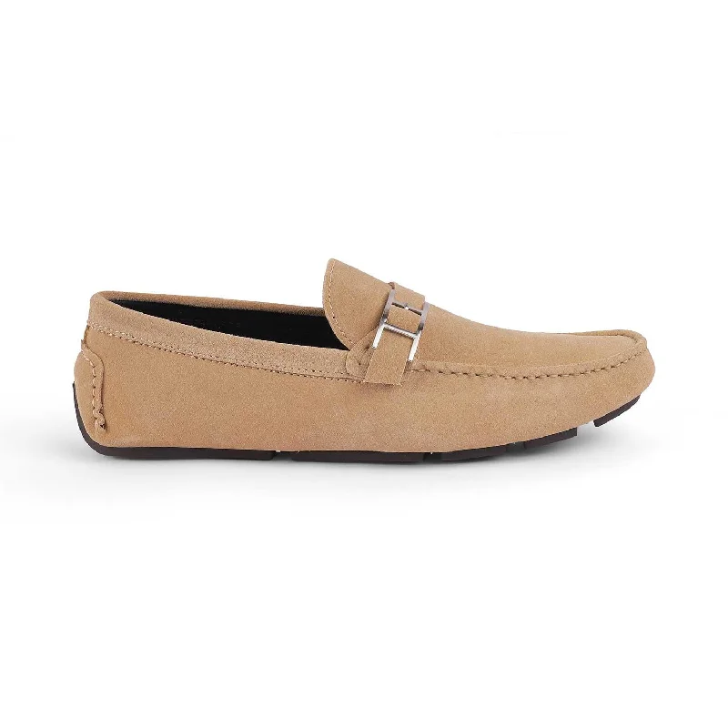 Comfortable loafers for long evening strolls-Tresmode Campin Beige Men's Leather Driving Loafers