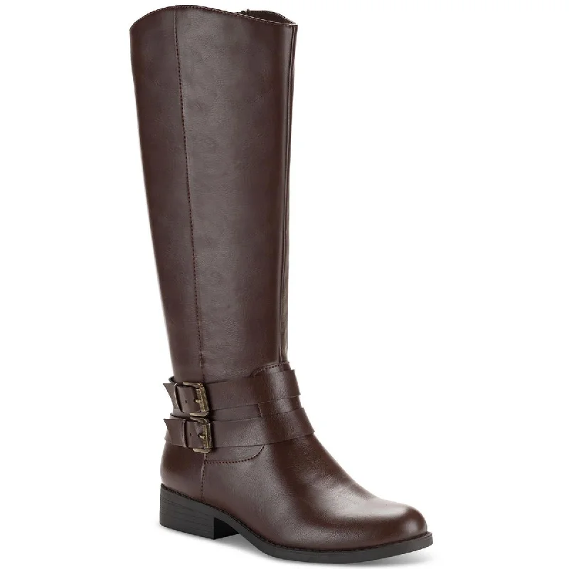 Boots for steep trail climbs -Style & Co. Womens Malia Faux Leather Buckle Mid-Calf Boots