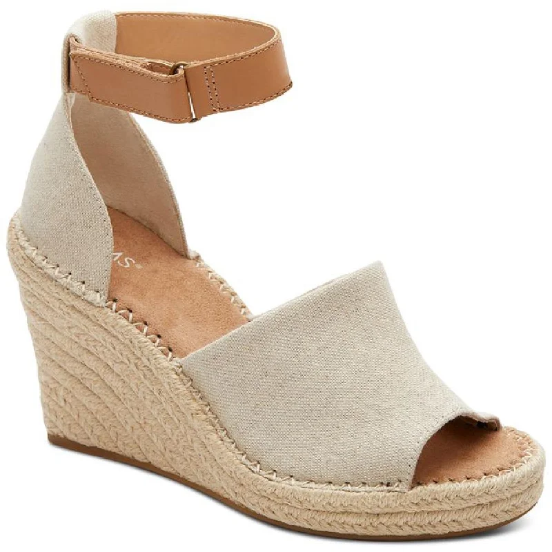 Stylish sandals for sunny shore evenings-Toms Womens Chine Canvas Wedge Wedge Sandals