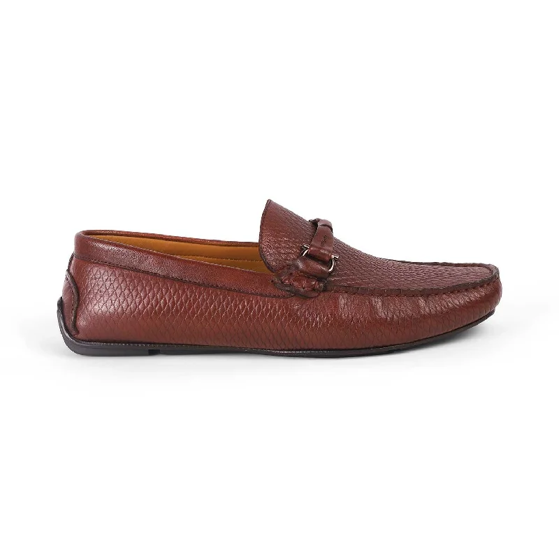 Best loafers for summer night comfort-Tresmode Cover Wine Men's Leather Driving Loafers