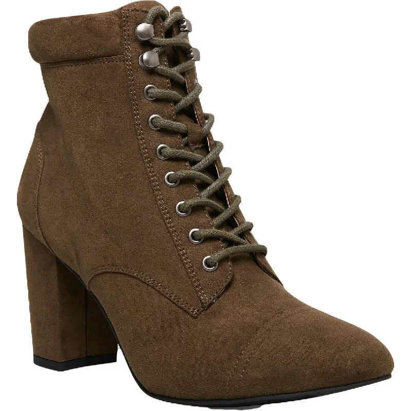 Boots with crisp ridge weave -Madden Girl Womens Justinee Faux Suede Heels Combat & Lace-up Boots