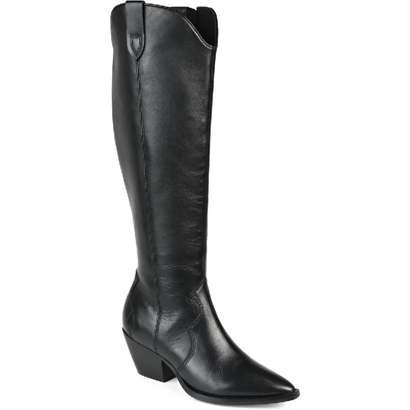 Boots for damp ridge air -Journee Collection Womens Leather Block Heel Knee-High Boots