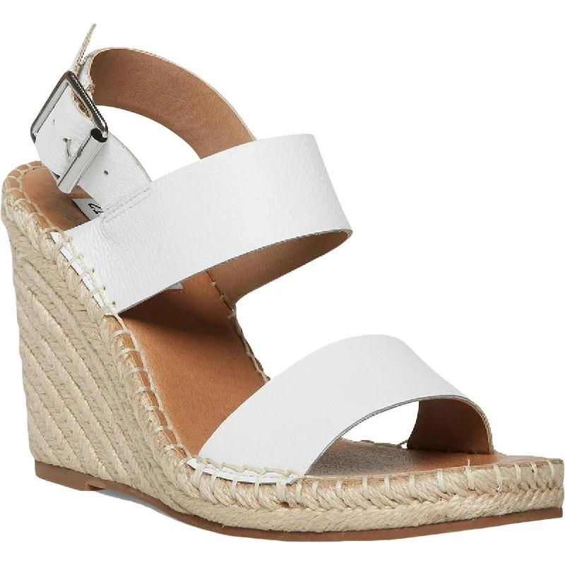 Best sandals for summer coastal evenings-Steve Madden Women's Uri Leather Espadrille Wedge Heel Sandal