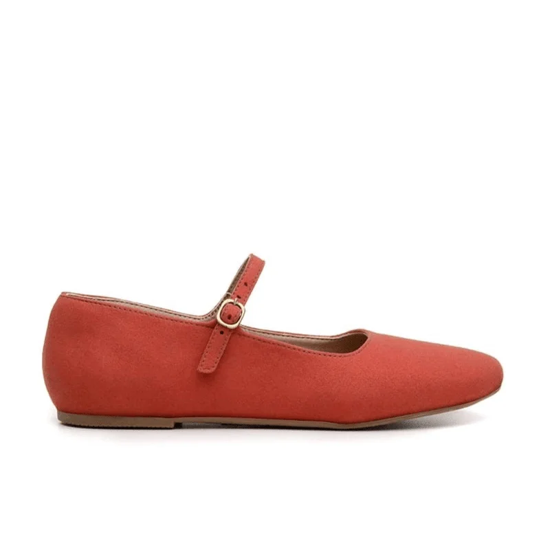 Flats for calm indoor days -'Gabriella' vegan-suede flats by Ahimsa Shoes - red