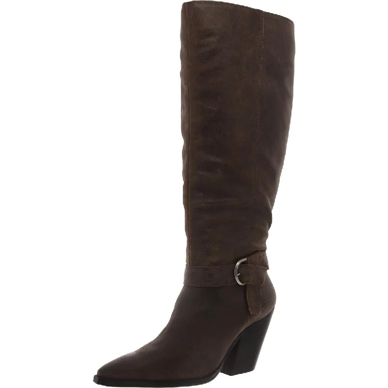 Boots with tacky ridge grip -Vince Camuto Womens Grathly Suede Block Heel Knee-High Boots