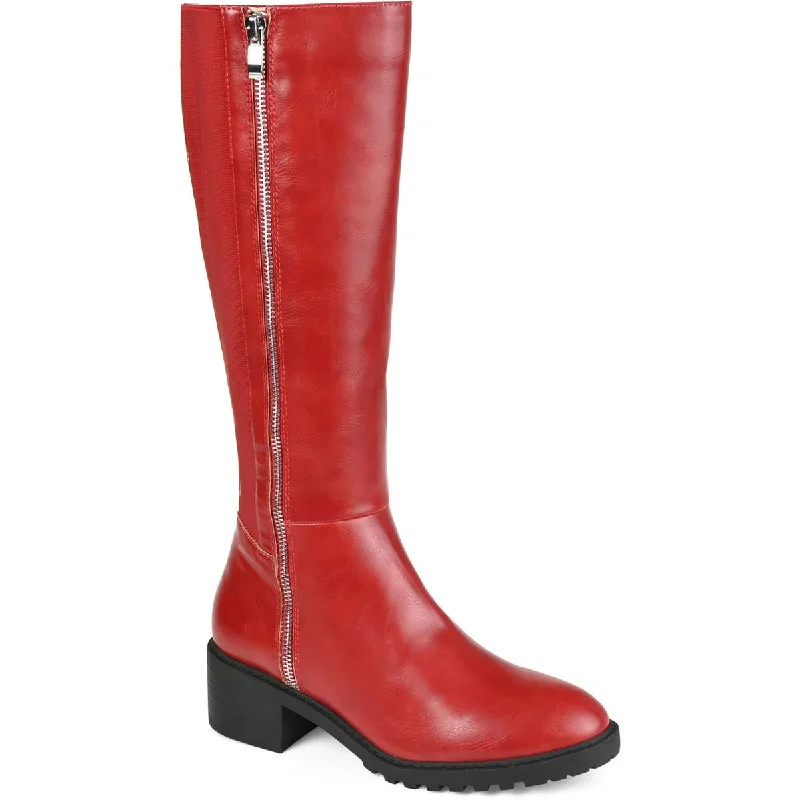 Handmade boots with custom flair -Journee Collection Womens Morgaan Faux Leather Almond Toe Knee-High Boots