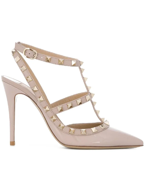 High heels with mid-heel cozy styles -VALENTINO GARAVANI Studded Glamour Leather Pumps