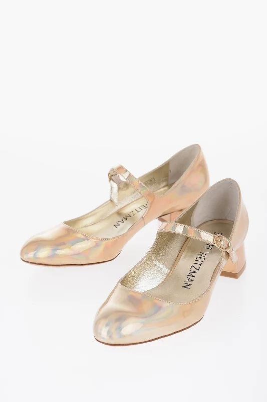 High heels for casual dusk strolls -Stuart Weitzman Iridescent Effcet Leather Vivienne Mary Jane Pumps With Heel