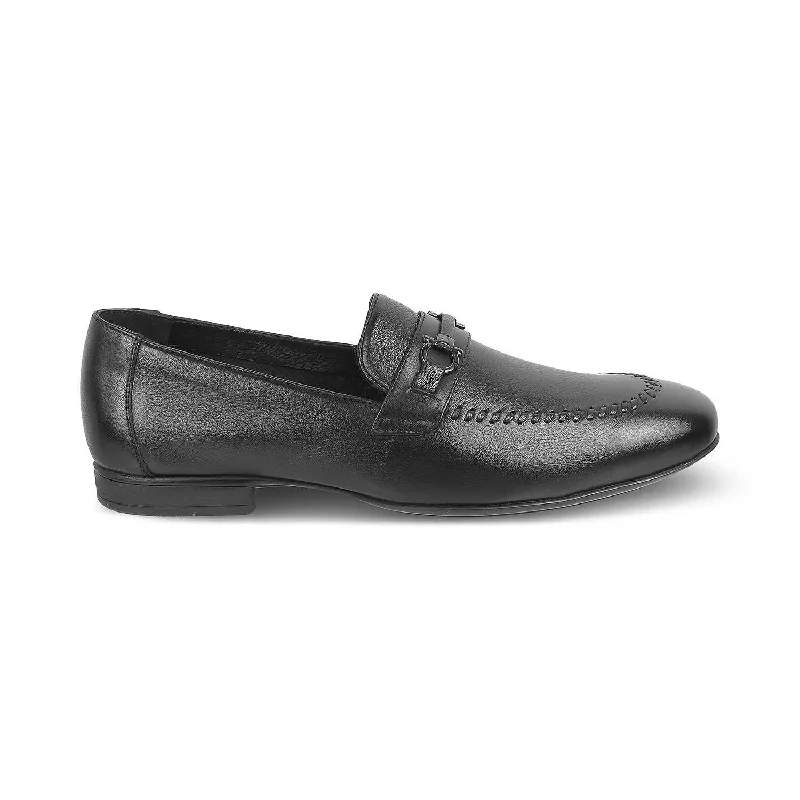 Trendy loafers for chic evening walks-The Bologna Black Men's Leather Loafers Tresmode