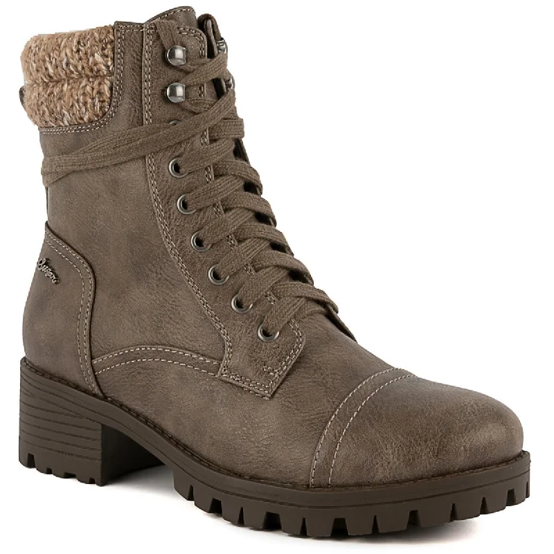 Thrifty boots for lean wallets -Sugar Womens Oraura Lace-Up Almond Toe Combat & Lace-Up Boots