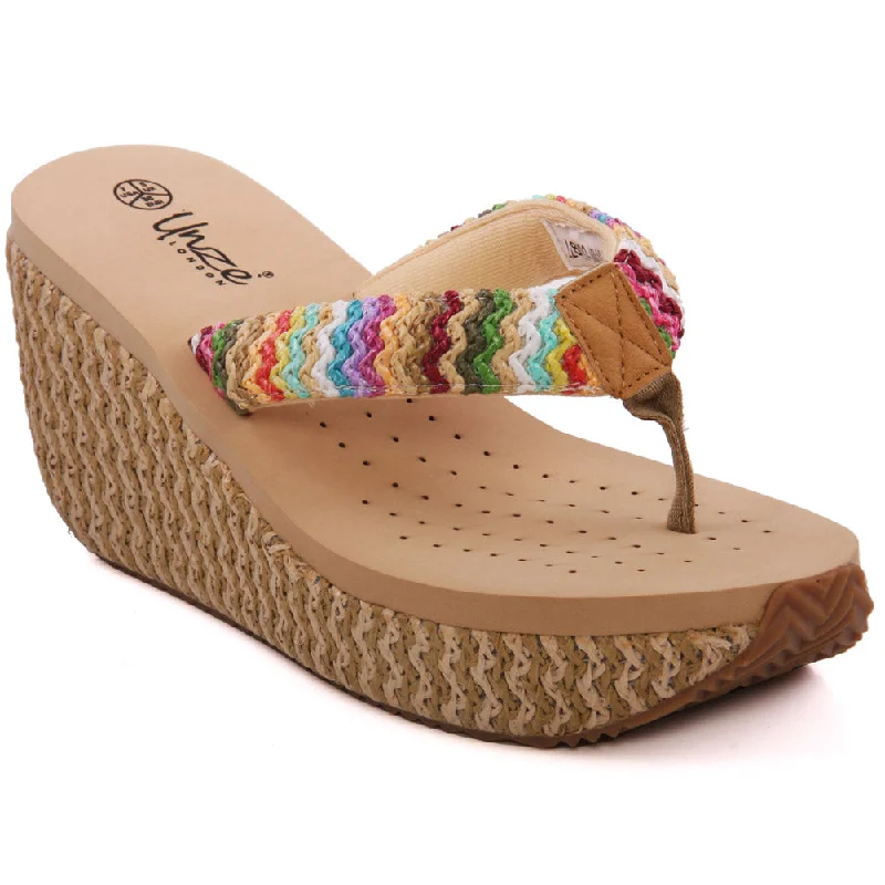 Slippers with fun nap tones -Womens ‘Loopie’ Summer Wedge Slippers