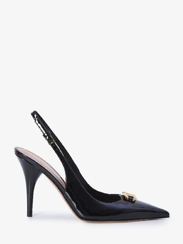 High heels for women with knee padding -VALENTINO GARAVANI Vlogo Slingback Pumps - 10cm Heel