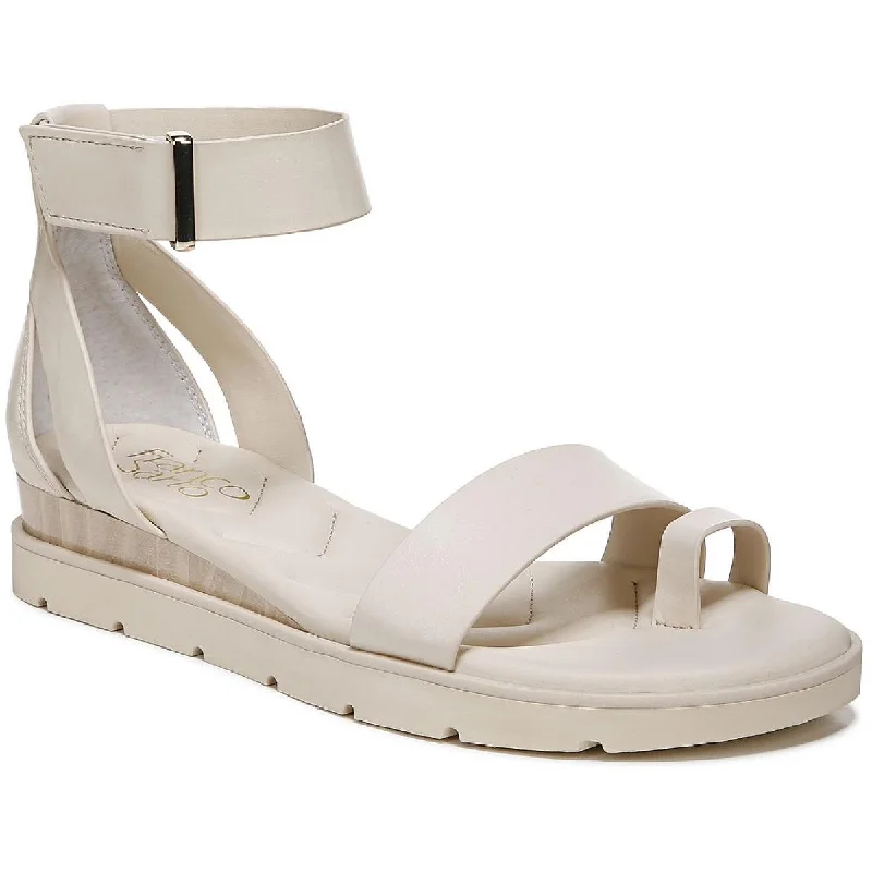 Durable sandals for tough shore evenings-Franco Sarto Womens Davenport Faux Leather Ankle Strap Wedge Sandals