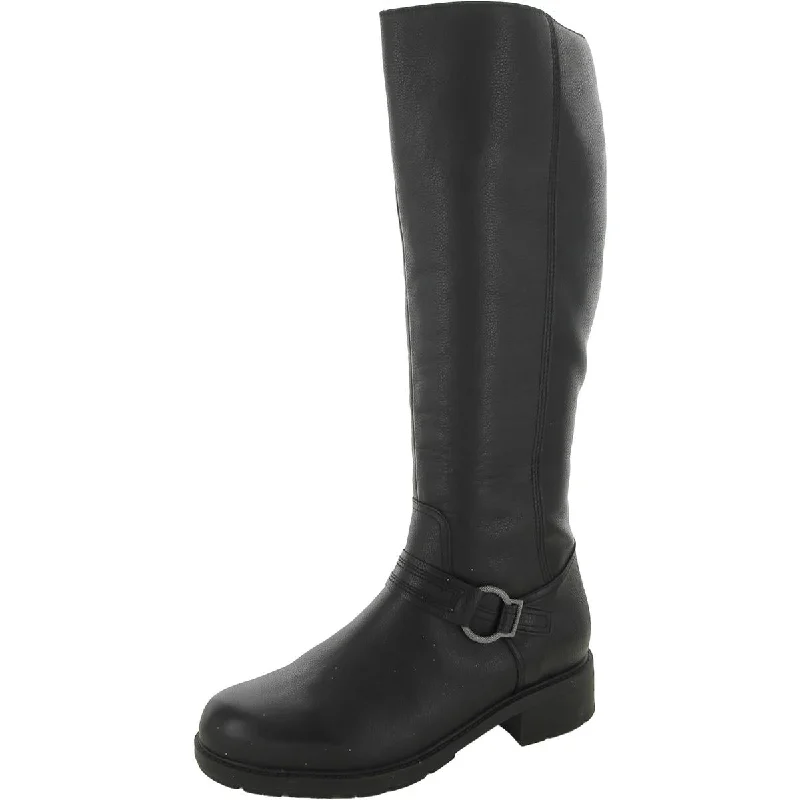 Boots with tacky ridge beds -Clarks Womens Hearth Rae Leather Harness Knee-High Boots