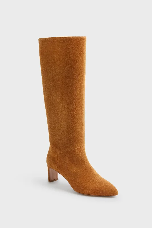 Swank boots with ridge chic -Dark Camel Suede Lou Walking Boot