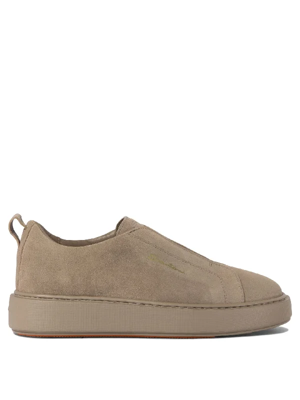 Athletic shoes with pliable soles -SANTONI Elegant Suede Slip-On Sneakers