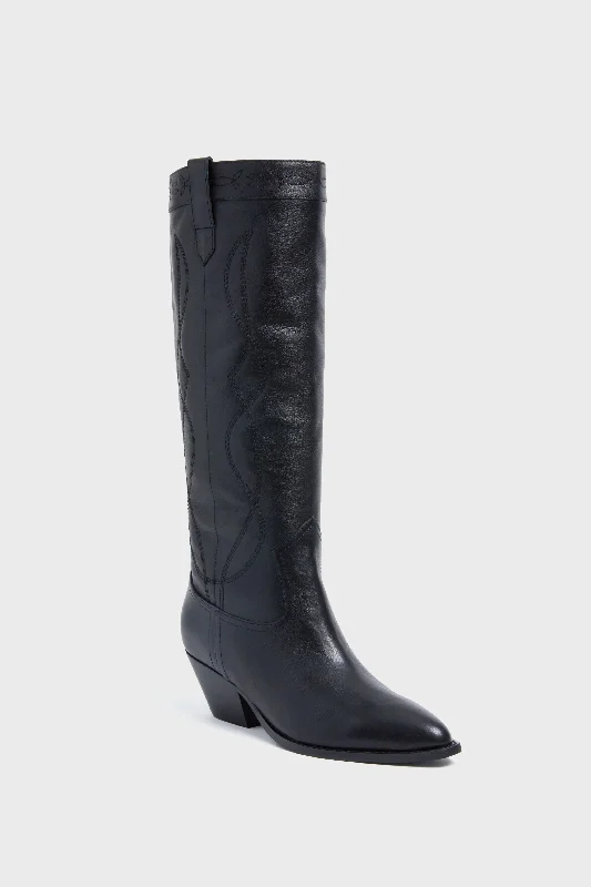 Boots with tight ridge piles -Black Edania Boots