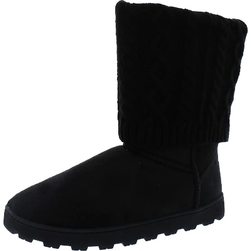 Boots with gloss ridge piles -C & C California Womens Cozy Faux Suede Knit Mid-Calf Boots