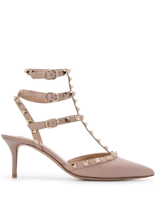 High heels for winding fall venues -VALENTINO GARAVANI Chic Studded Leather Pumps with Ankle Strap