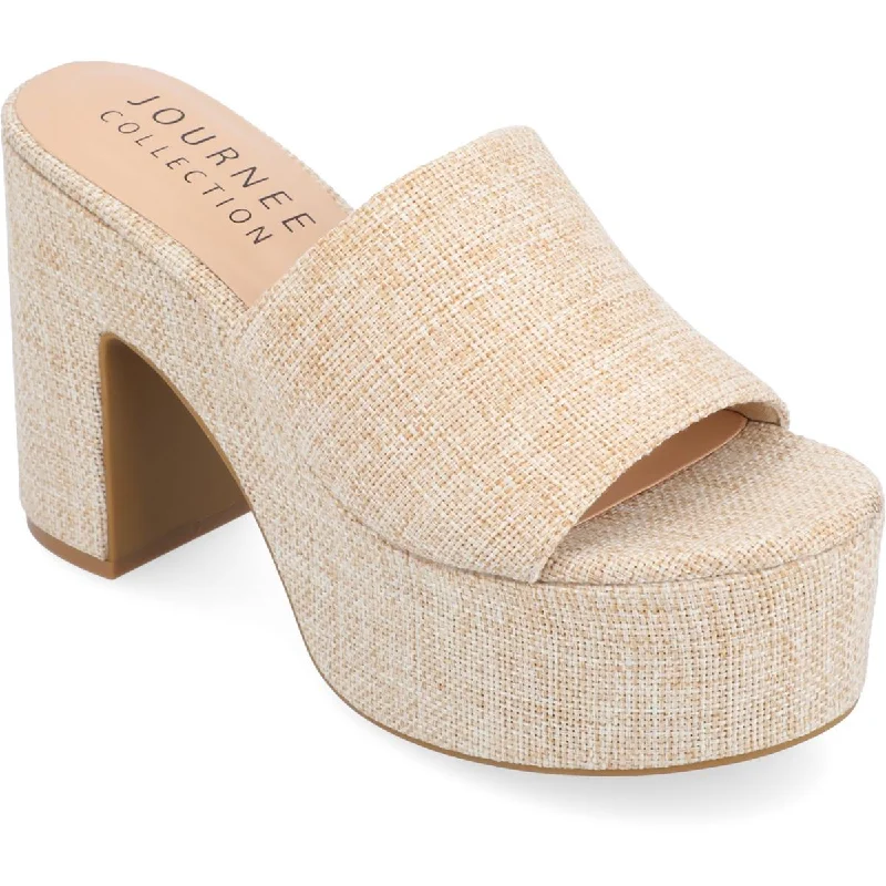 Cushioned sandals for cozy shore evenings-Journee Collection Womens ENYYA Slide Open Toe Platform Heels