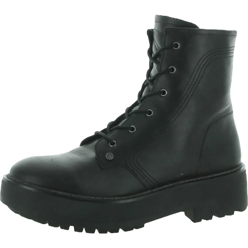 Boots with wavy ridge prints -Franco Sarto Womens Jensine Leather Combat & Lace-up Boots