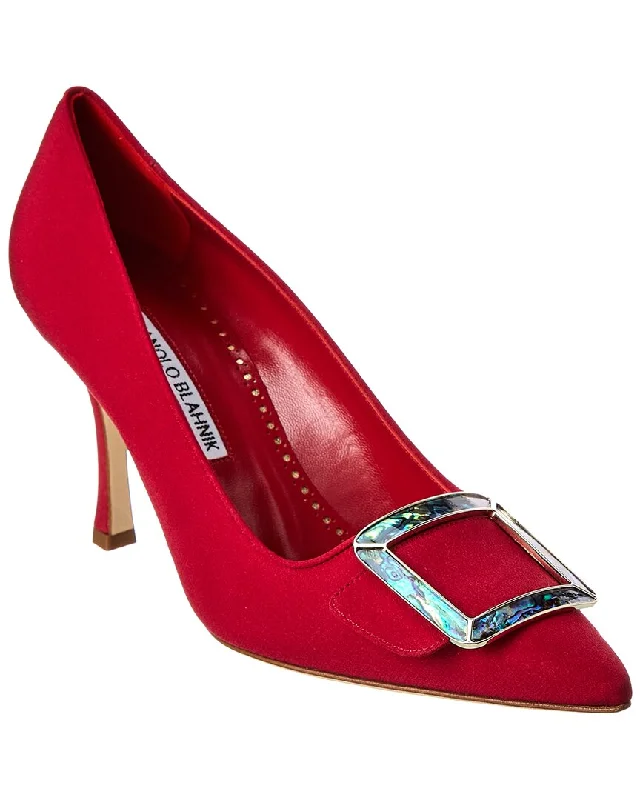 High heels for stylish autumn galas -Manolo Blahnik Maysale 90 Silk Pump