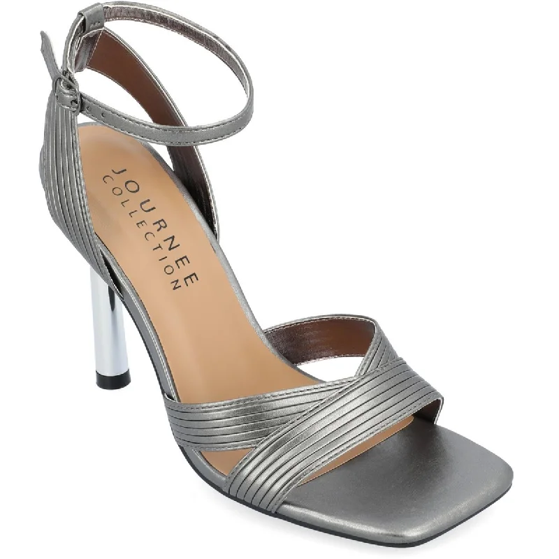 Non-slip sandals for wet seaside evenings-Journee Collection Womens Annett Faux Leather Textured Ankle Strap