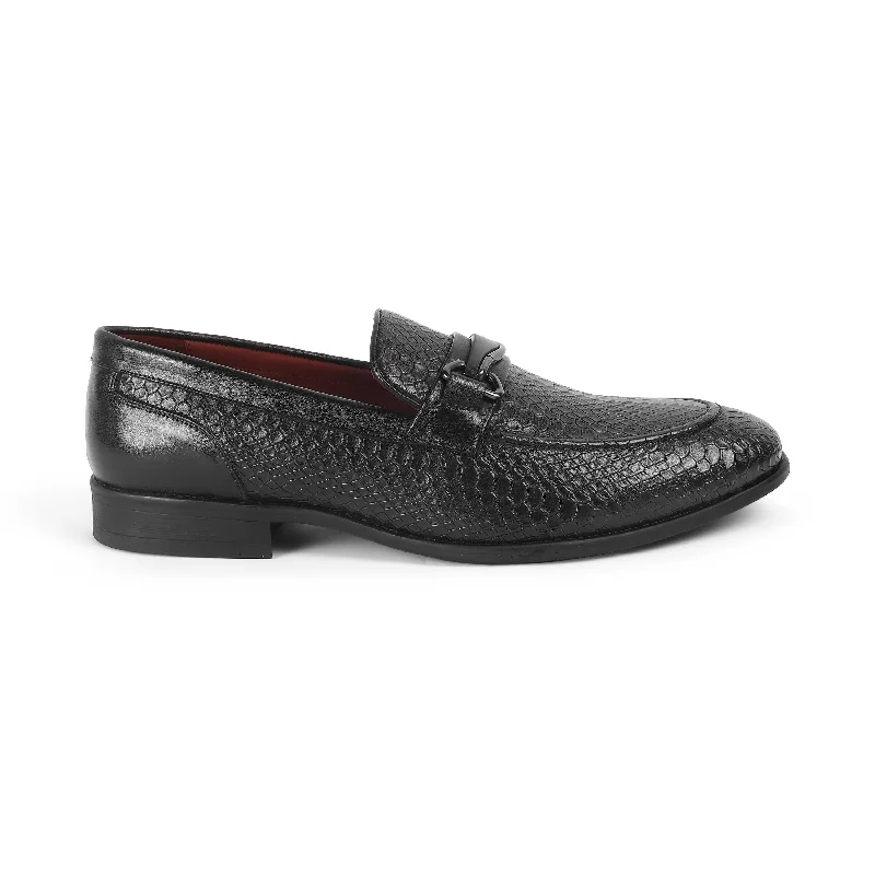 Lightweight loafers for hot evening comfort-Tresmode Royal Black Men's Textured Leather Loafers