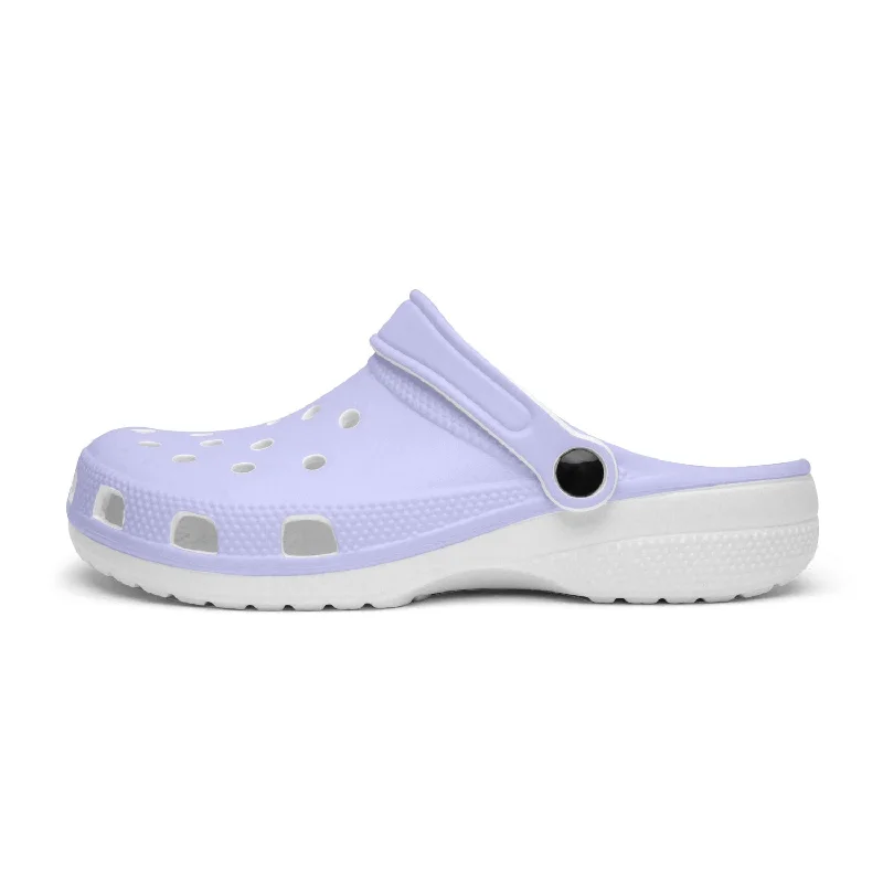 Breathable sandals for airy shore evenings-Pastel Purple Color Unisex Clogs, Best Solid Purple Color Unisex Clogs Beach or Pool Designer Sandals For Men or Women