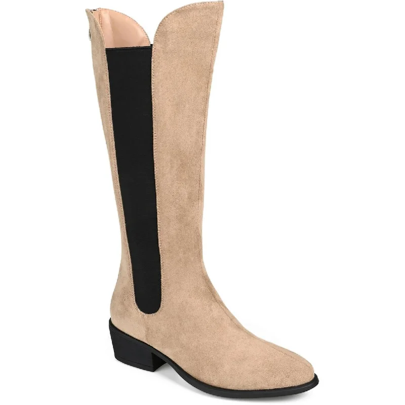 Boots with gentle ridge pads -Journee Collection Womens Faux Suede Wide Calf Mid-Calf Boots