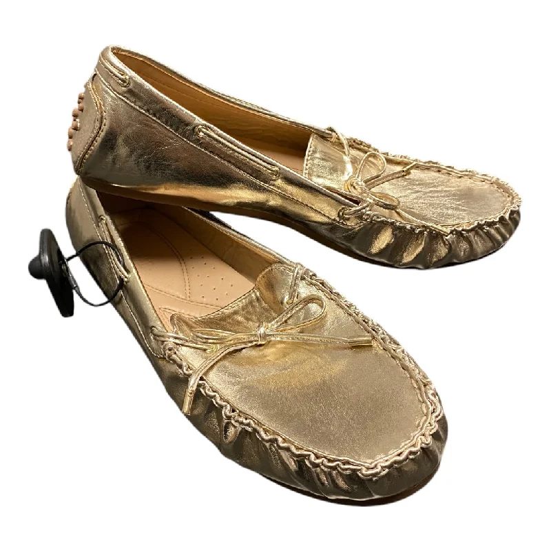 Flats with steady sole bases -Shoes Flats By Just Fab In Gold, Size: 9